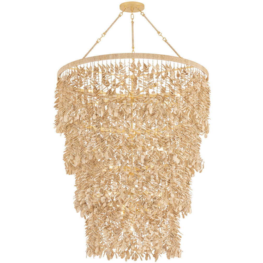 Naxos 18 Light 42 inch Vintage Gold Leaf Chandelier Ceiling Light