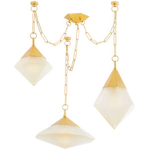 Angelique 3 Light 58 inch Vintage Polished Brass Chandelier Ceiling Light