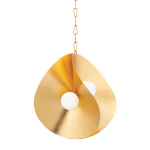 Peony 4 Light 24 inch Gold Leaf Pendant Ceiling Light