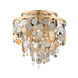 Ambrosia 3 Light 18 inch Silver and Gold Leaf with Stainless Flush Mount Ceiling Light