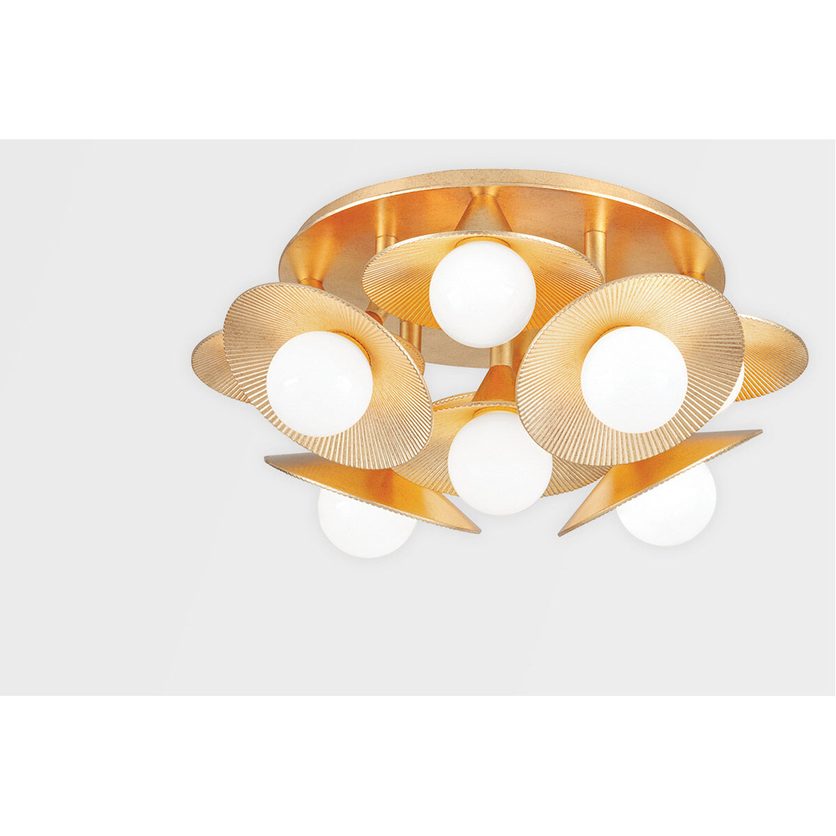 Emerald 9 Light 18 inch Vintage Gold Leaf Semi Flush Mount Ceiling Light