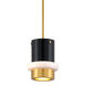 Beckenham 1 Light 8 inch Vintage Polished Brass/Black Pendant Ceiling Light
