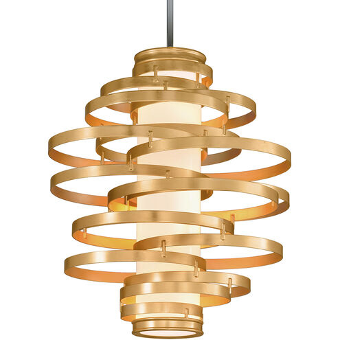 Vertigo LED 30 inch Gold Leaf with Polished Stainless Accents Pendant Ceiling Light