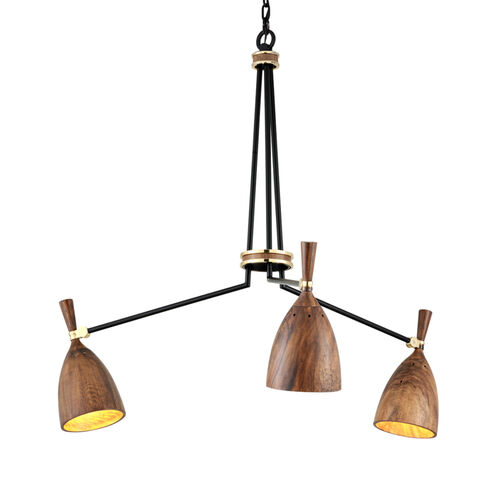Utopia LED 40 inch Satin Black and Polished Brass Chandelier Ceiling Light