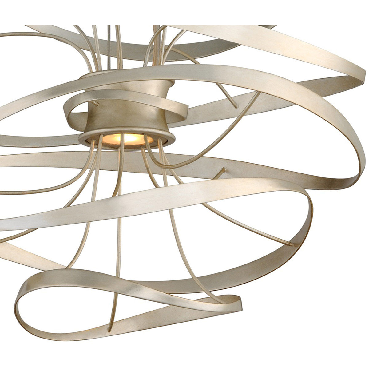 Calligraphy LED 18 inch Silver Leaf with Polished Stainless Accents Pendant Ceiling Light in 16.50