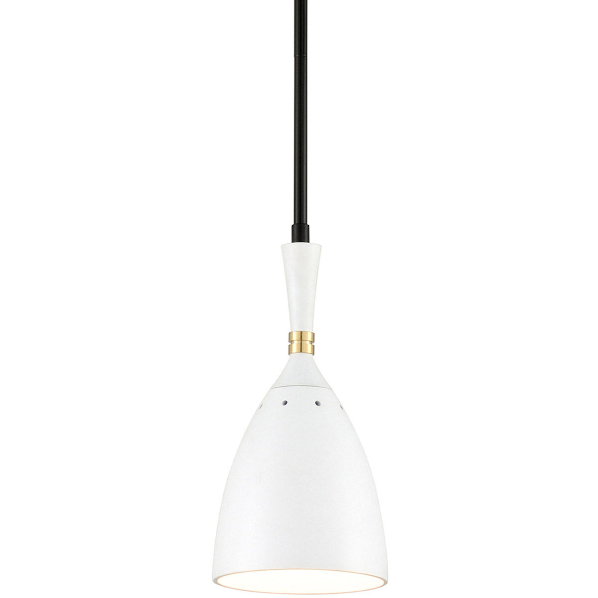Utopia LED 6 inch Satin Black and Polished Brass Pendant Ceiling Light in Satin White Metal