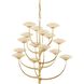Pluro 15 Light 46 inch Vintage Gold Leaf Chandelier Ceiling Light