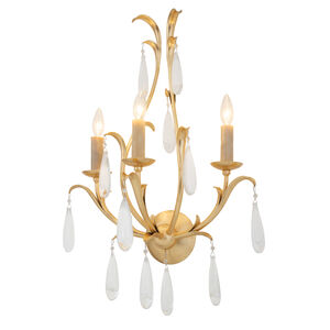Prosecco 3 Light 19 inch Gold Leaf Wall Sconce Wall Light