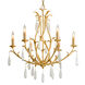 Prosecco 6 Light 30 inch Gold Leaf Chandelier Ceiling Light