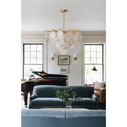 Serenity 1 Light 40 inch Gold Leaf and Polished Stainless Chandelier Ceiling Light