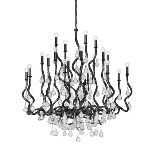 Aveline 20 Light 48 inch Black Silver Leaf Chandelier Ceiling Light