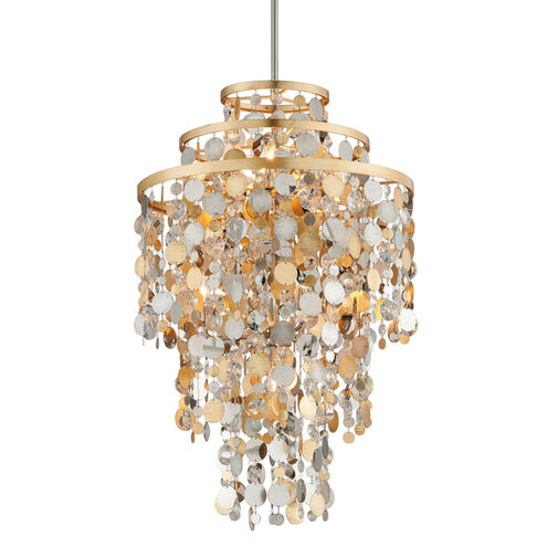 Ambrosia 24 inch Gold and Silver Leaf Pendant Ceiling Light