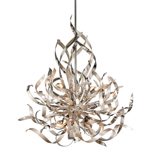 Graffiti 6 Light 26 inch Silver Leaf and Polished Stainless Pendant Ceiling Light 