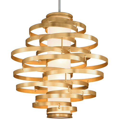 Vertigo 3 Light 45 inch Gold Leaf with Polished Stainless Accents Pendant Ceiling Light