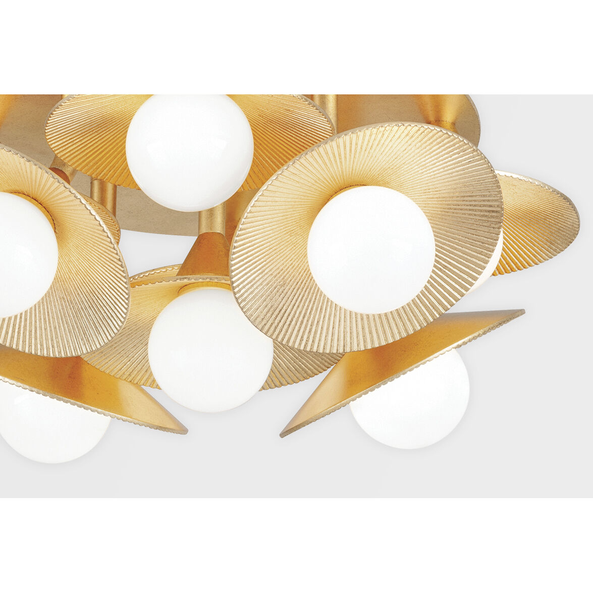 Emerald 9 Light 18 inch Vintage Gold Leaf Semi Flush Mount Ceiling Light