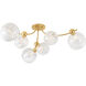 Astraia 6 Light 54 inch Vintage Brass Semi Flush Ceiling Light