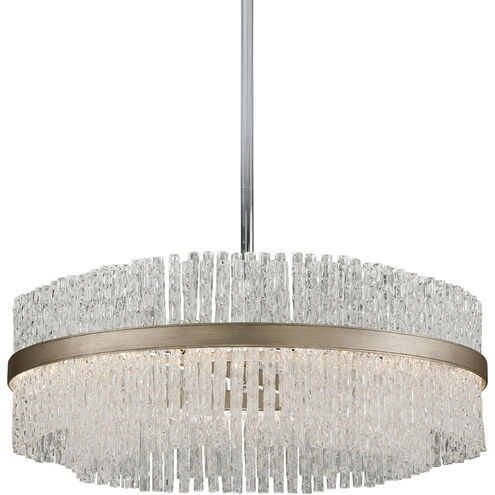 Chime 12 Light 36 inch Silver Leaf with Polished Stainless Accents Pendant Ceiling Light
