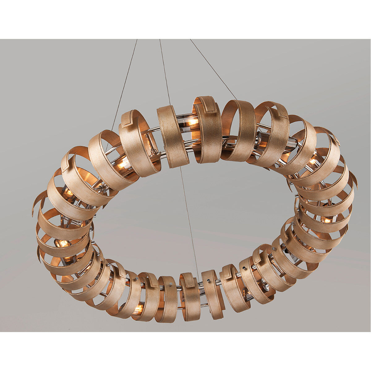 Recoil 14 Light 48.5 inch Textured Silver Leaf Pendant Ceiling Light