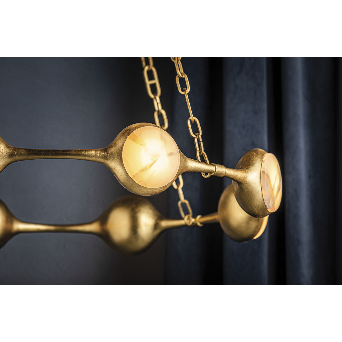 Riviere LED 40 inch Vintage Gold Leaf Chandelier Ceiling Light