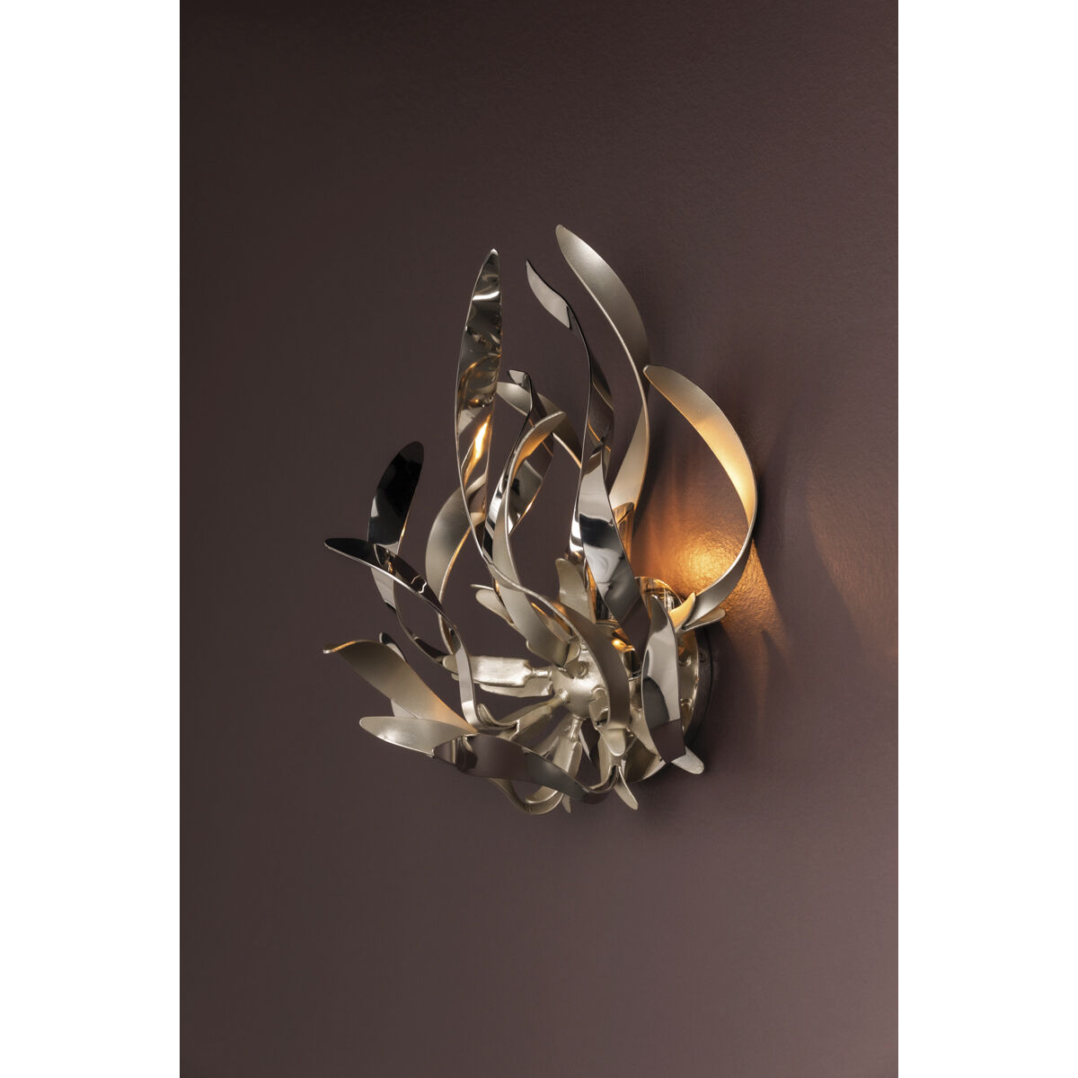Graffiti 1 Light 10 inch Silver Leaf and Polished Stainless Wall Sconce Wall Light