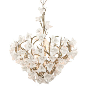 Lily 6 Light 26 inch Enchanted Silver Leaf Dining Pendant Ceiling Light