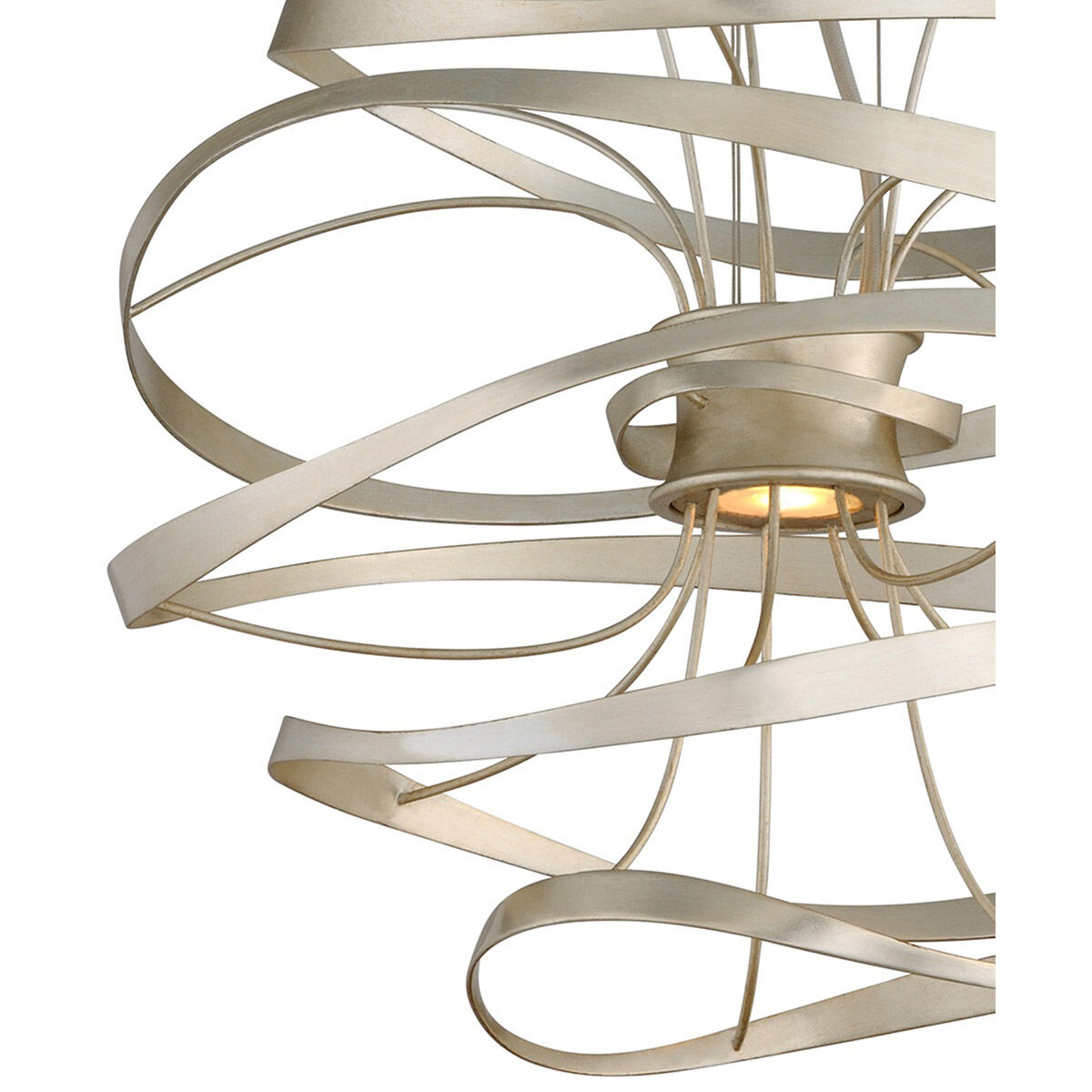 Calligraphy LED 18 inch Silver Leaf with Polished Stainless Accents Pendant Ceiling Light in 16.50