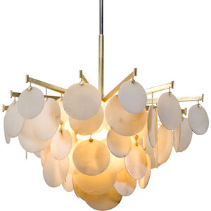 Serenity 1 Light 40 inch Gold Leaf and Polished Stainless Chandelier Ceiling Light