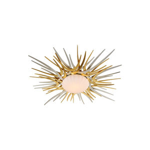Helios LED 49 inch Silver and Gold Leaf Flush Mount Ceiling Light 