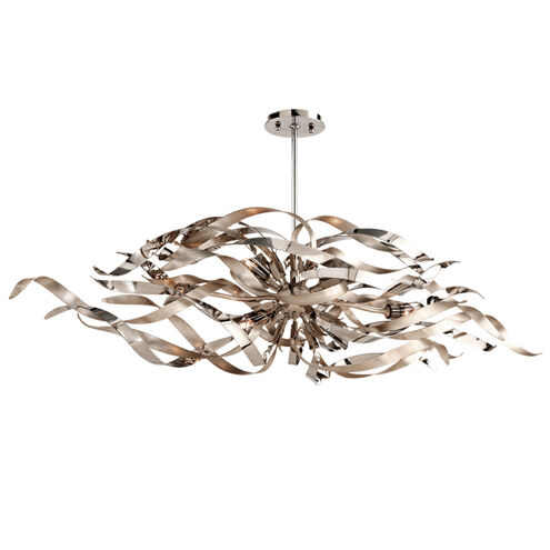 Graffiti 6 Light 48 inch Silver Leaf and Polished Stainless Island Pendant Ceiling Light 