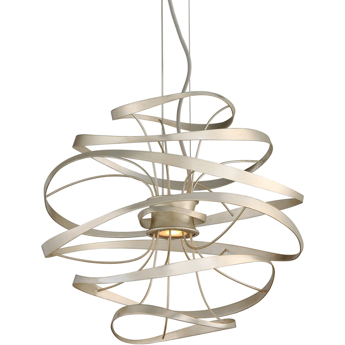 Calligraphy LED 18 inch Silver Leaf with Polished Stainless Accents Pendant Ceiling Light in 16.50