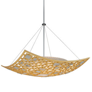Motif 5 Light 42 inch Gold Leaf with Polished Stainless Accents Pendant Ceiling Light