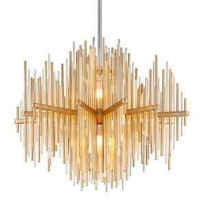 Theory LED 30 inch Gold Leaf with Polished Stainless Pendant Ceiling Light
