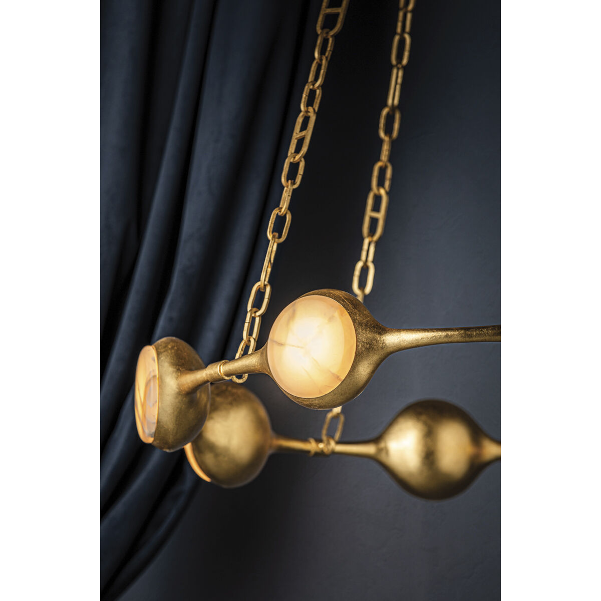 Riviere LED 40 inch Vintage Gold Leaf Chandelier Ceiling Light