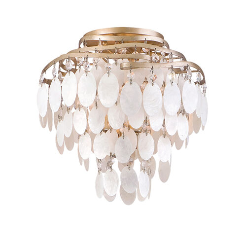 Dolce 3 Light 12 inch Champagne Leaf Semi-Flush Ceiling Light