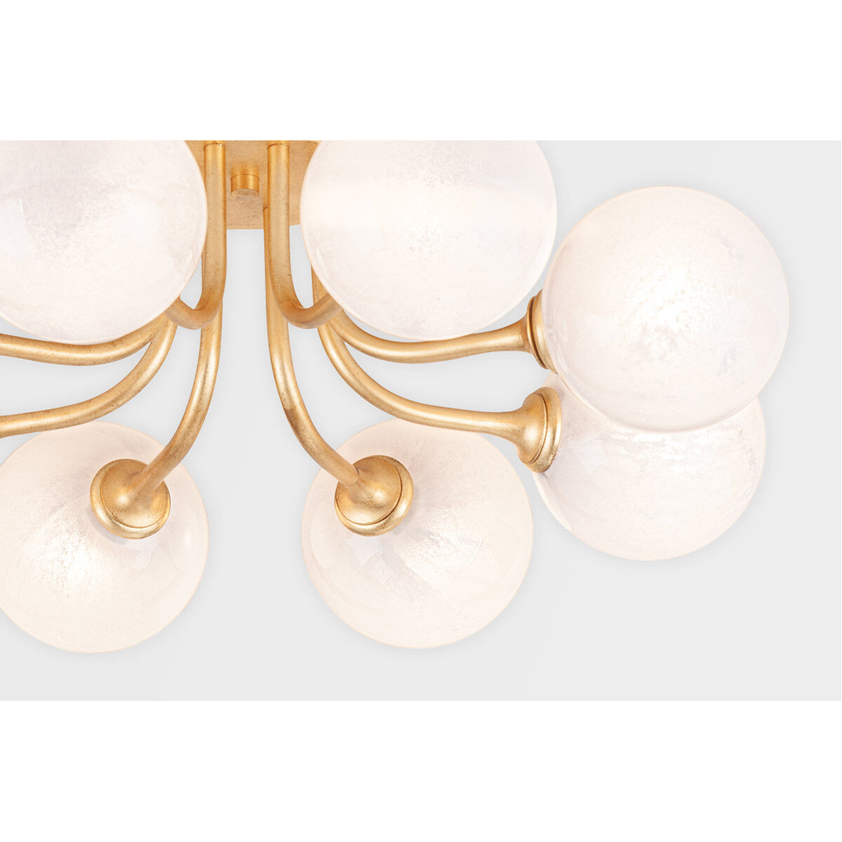 Onyx 8 Light 25 inch Vintage Gold Leaf Semi Flush Mount Ceiling Light