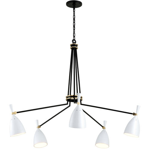 Utopia LED 51 inch Satin Black and Polished Brass Chandelier Ceiling Light