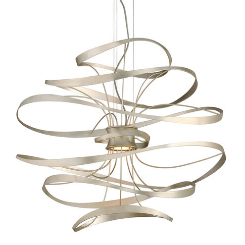 Calligraphy LED 34 inch Silver Leaf and Polished Stainless Pendant Ceiling Light
