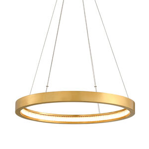 Jasmine LED 28 inch Gold Leaf Pendant Ceiling Light, Circular Frame