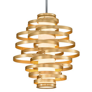 Vertigo LED 23 inch Gold Leaf with Polished Stainless Accents Pendant Ceiling Light