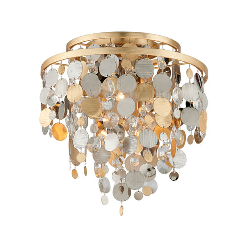 Ambrosia 18 inch Gold and Silver Leaf Flush Mount Ceiling Light 