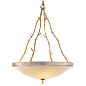 Parc Royale 5 Light 30 inch Gold And Silver Leaf Pendant Ceiling Light