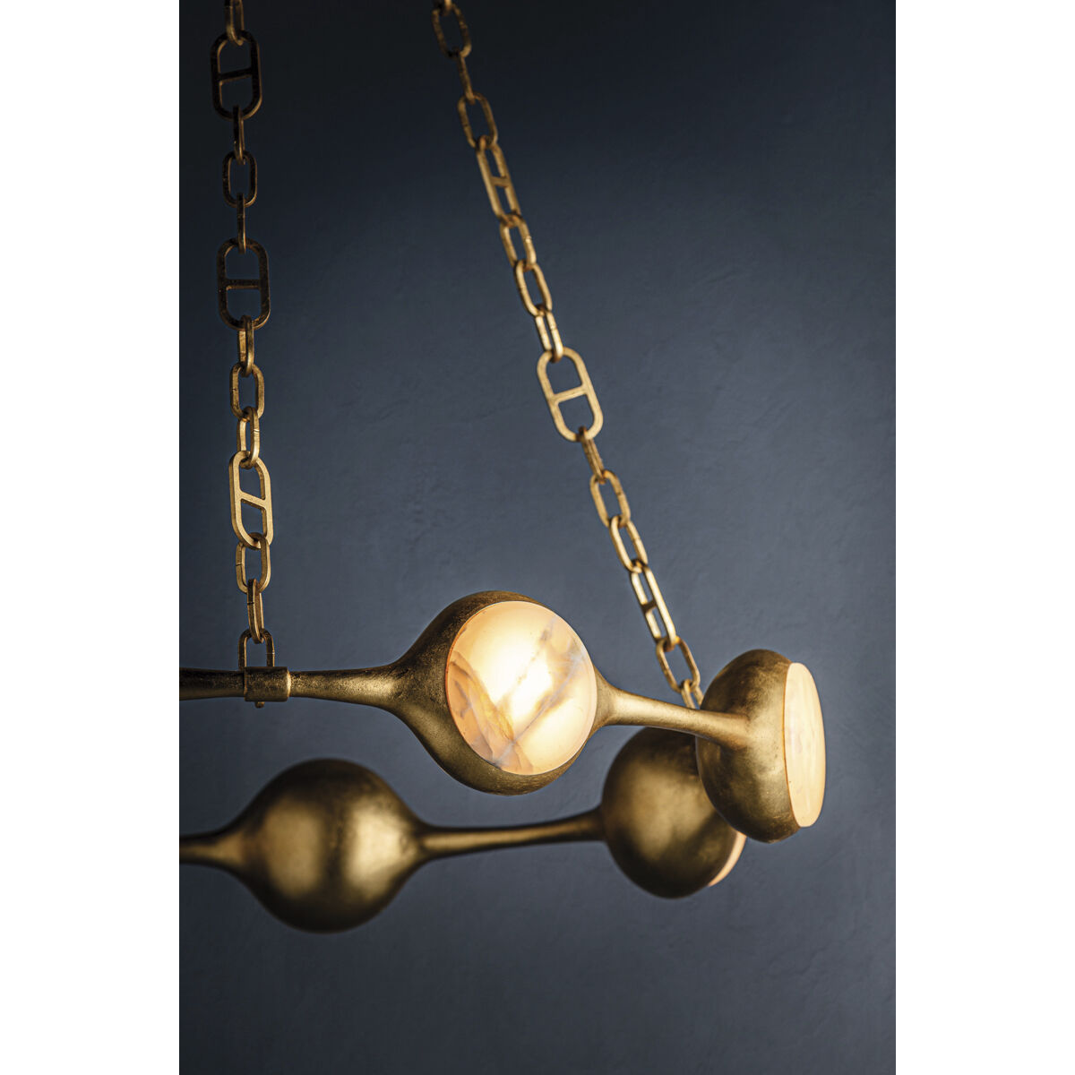 Riviere LED 40 inch Vintage Gold Leaf Chandelier Ceiling Light