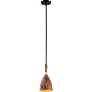 Utopia LED 6 inch Satin Black and Polished Brass Pendant Ceiling Light
