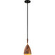 Utopia LED 6 inch Satin Black and Polished Brass Pendant Ceiling Light in Acacia Wood