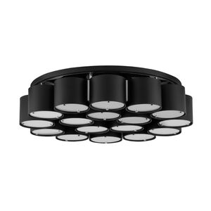 Opal 17 Light 26 inch Soft Black With Stainless Steel Flush Mount Ceiling Light