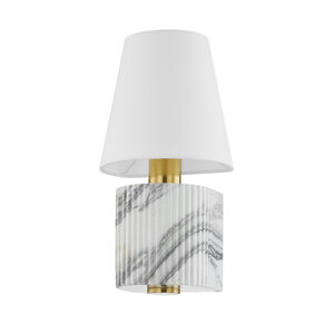 Aden 1 Light 8 inch Vintage Brass Wall Sconce Wall Light in Vintage Brass and White Marble
