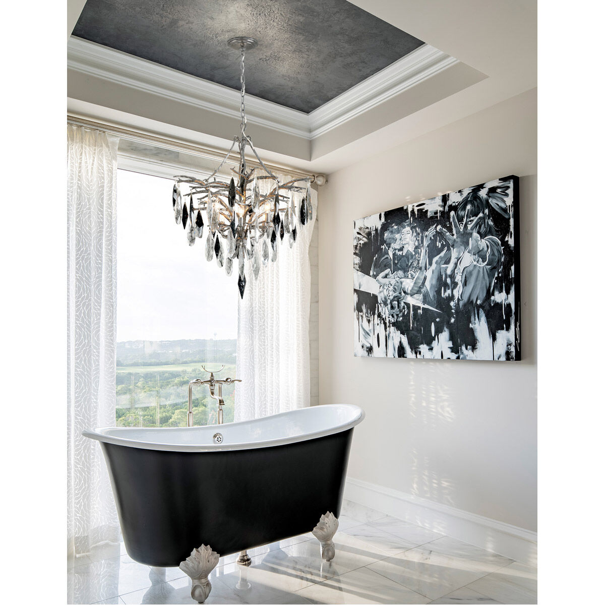 Corbett Lighting 306 08 Nera 8 Light 37.75 inch Blackened Silver Leaf Chandelier Ceiling Light