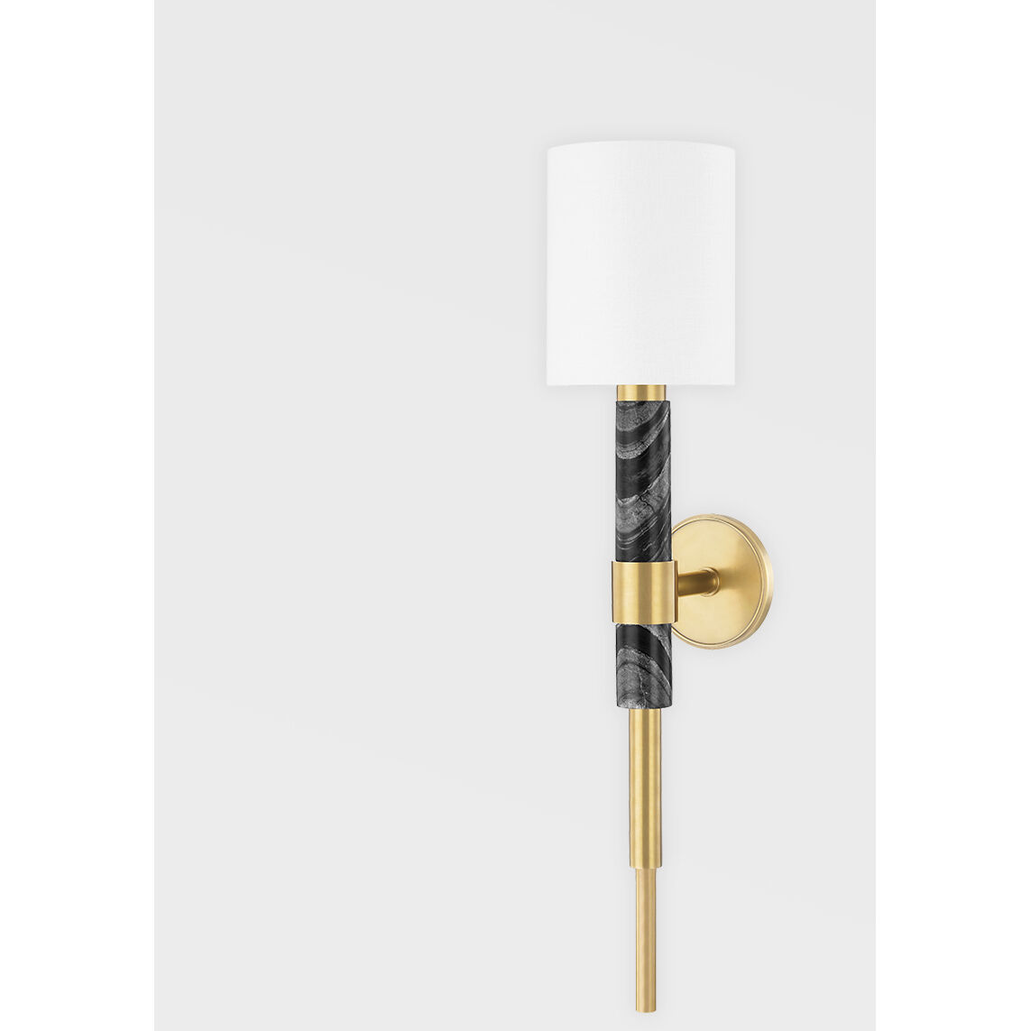 Solstice 1 Light 7 inch Vintage Brass & Black Marble Wall Sconce Wall Light