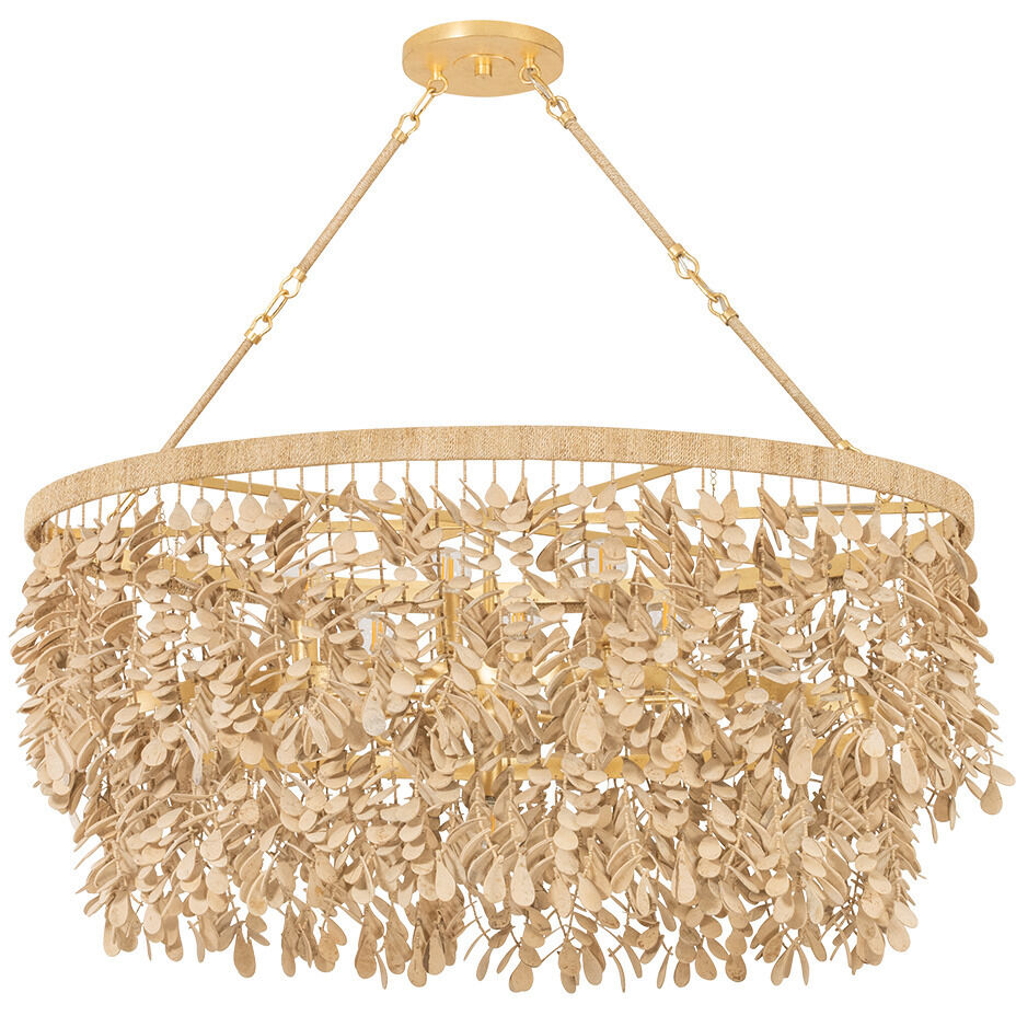 Naxos 9 Light 42 inch Vintage Gold Leaf Linear Ceiling Light