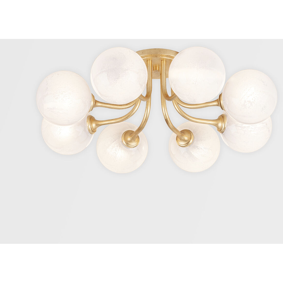 Onyx 8 Light 25 inch Vintage Gold Leaf Semi Flush Mount Ceiling Light